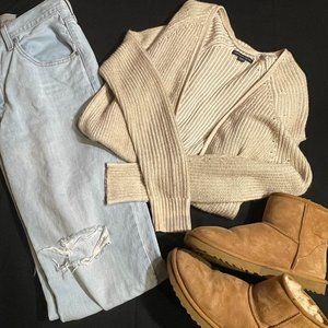 Tan, American Eagle, Long Sleeve Cardigan, Size M